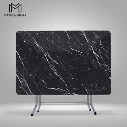 Table Pliante - 105x70 CM
 Couleur-Marbre noir Peinture Socle-Gris Argent