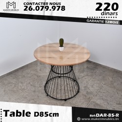Table DAR 85 cm
 Dimension-rond 85 cm Peinture Socle-Noir Brillant Couleur-Rivera