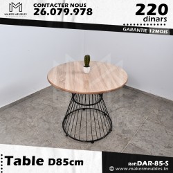 Table DAR 85 cm
 Couleur-Sonema Dimension-rond 85 cm Peinture Socle-Noir Brillant