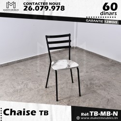 Chaise Trois Bandes
 Couleur-Marbre Blanc Peinture Socle-Noir Brillant