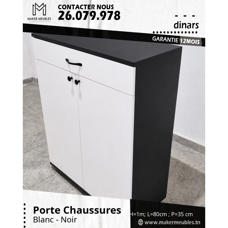 Pack Table TV + Porte Chaussures- Noir