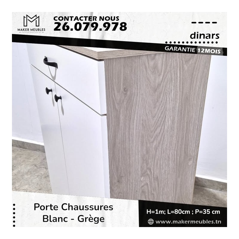 Pack Table TV + Porte Chaussures- Gris