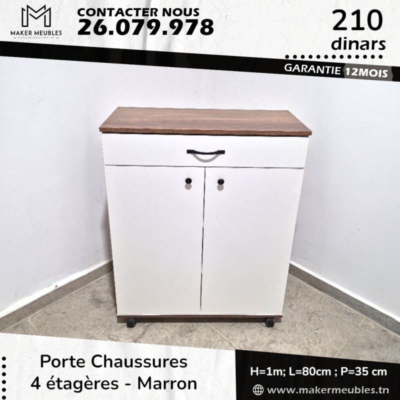 Pack Table TV + Porte Chaussures- Marron